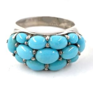 SLEEPING BEAUTY • Sterling Silver 925 Cluster Turquoise Stone Artisan Ring